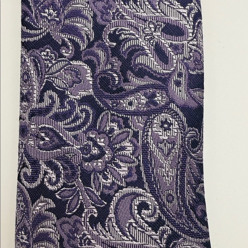Michael Kors Purple and Silver Paisley Tie Silk Blend - Picture 3 of 6